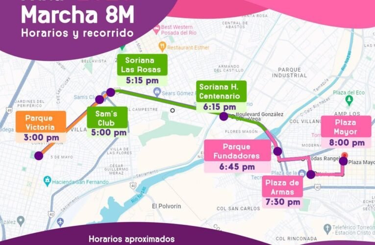Recorrido de la marcha del 8M
